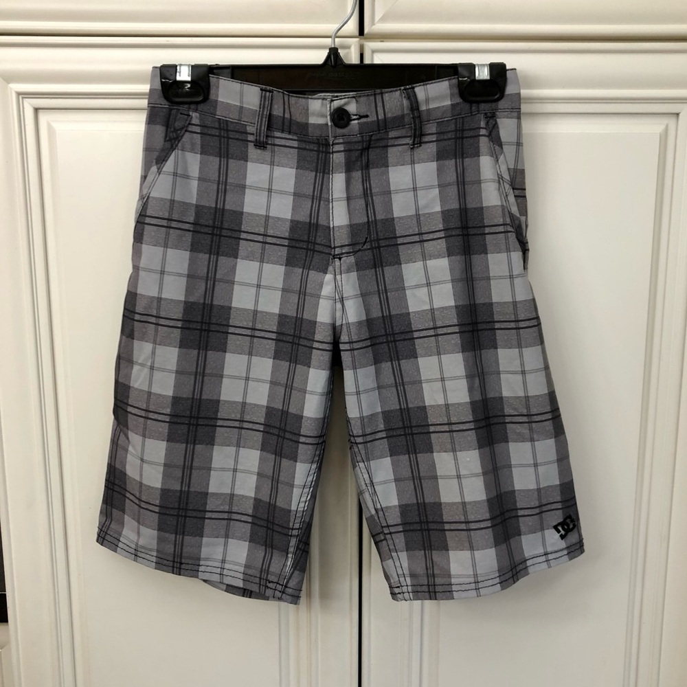 DC boys button up plaid shorts